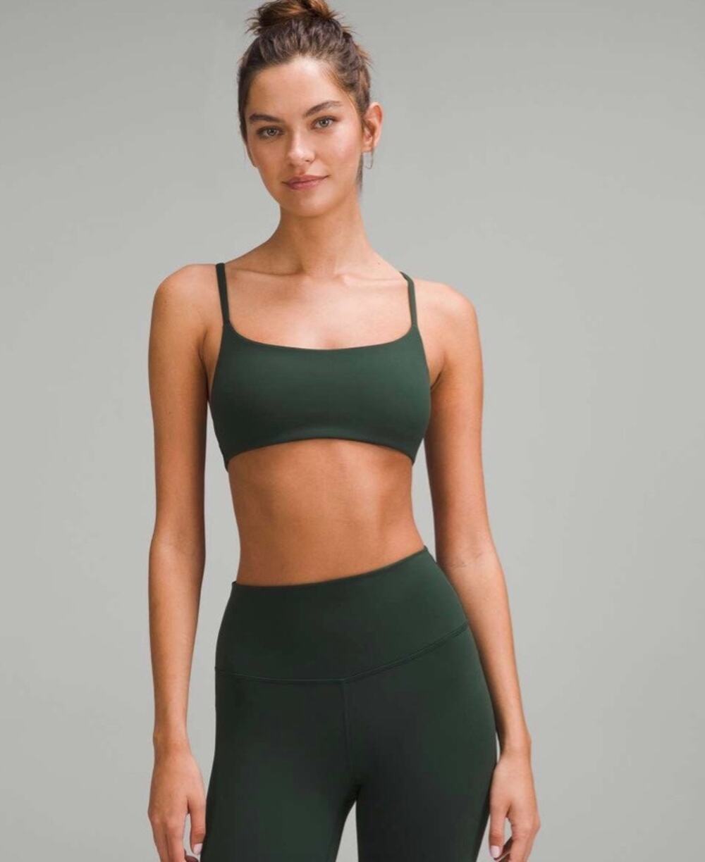 Lululemon Wonder Train Strappy Racer Bra Legacy Green Size 6 Excellent Condition